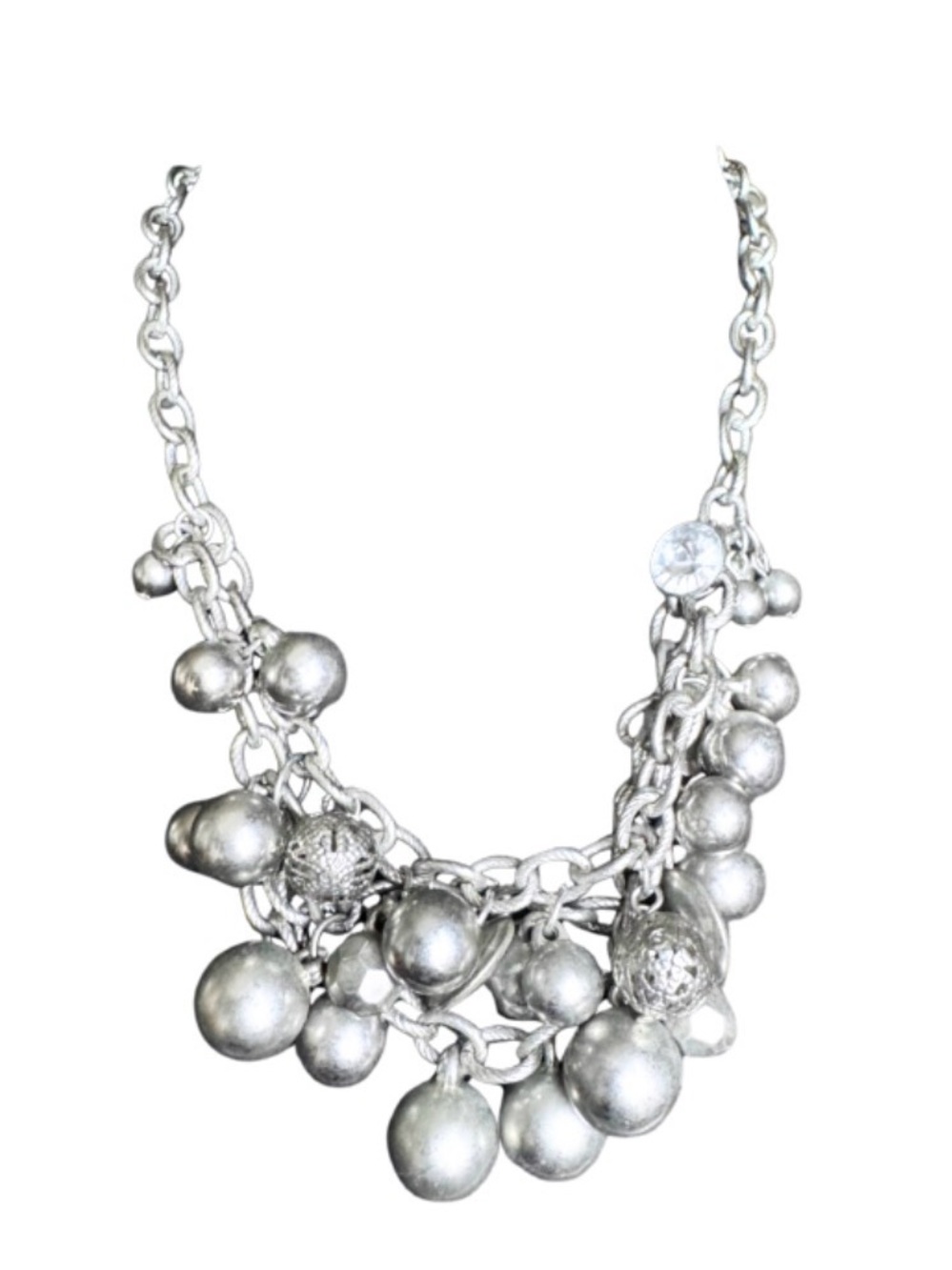 Silver Toned Bauble Necklace